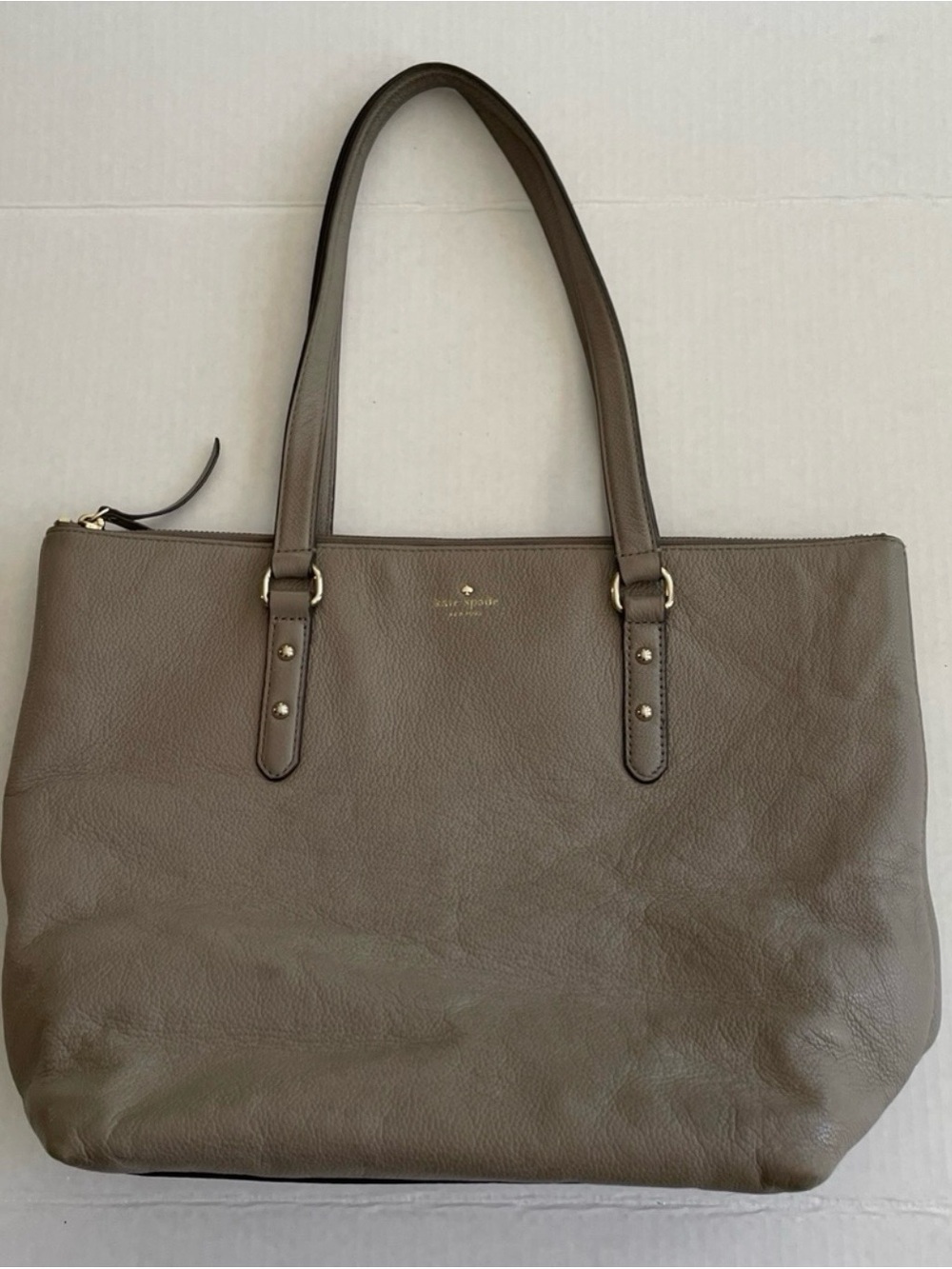 kate spade Taupe Brown Pebble Leather Shoulder Tote
